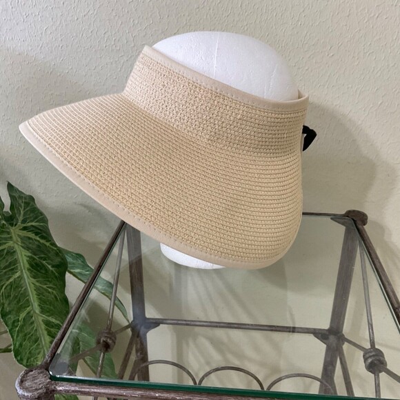 Furtalk Wrap Around Sun Visor Hat - Straw Adjustable Roll Up Packable - Size adj - Picture 4 of 8